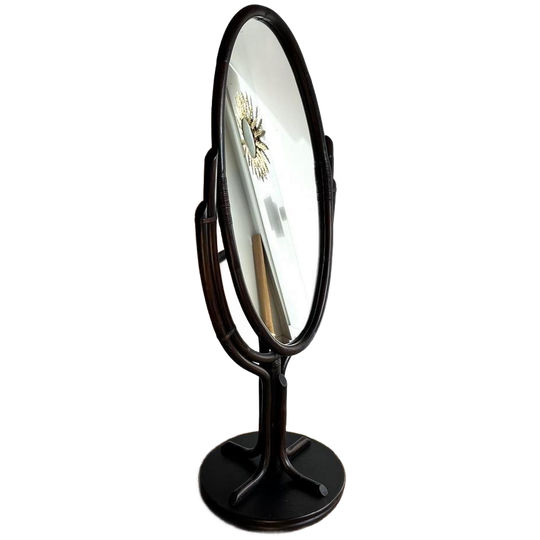 Rotan Bamboe Passpiegel Vintage Dressing Mirror 1