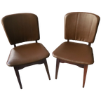 Set Van 4 Vintage Eetkamerstoelen Teakhout/Bruin Skai, Jaren '60 thumbnail 1