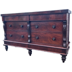 Antiek Engelse Mahonie 8 Ladenkast - Dressoir 180 Cm Breed thumbnail 1