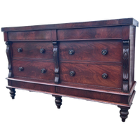 Antiek Engelse Mahonie 8 Ladenkast - Dressoir 180 Cm Breed