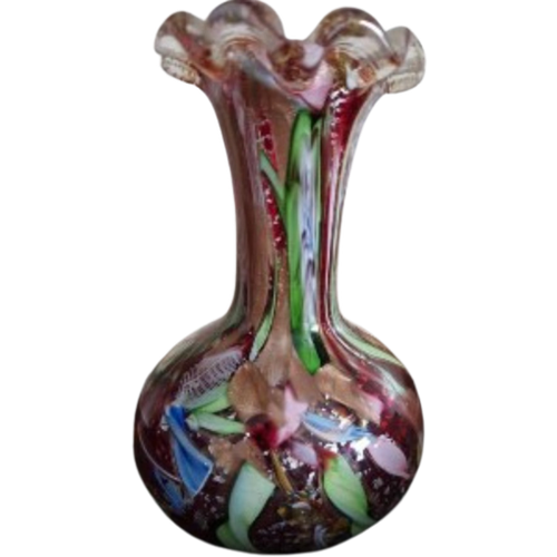 Avem Murano Zanfirico Bizantino / Tutti Frutti Rood Glazen Vaasje