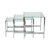 Space Age Nesttafels Chroom Helder Glas Sixties Design Bijzettafel