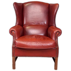 Grote Schapenleren Vintage Engelse Oorfauteuil thumbnail 1