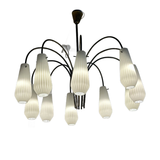 Prachtige Vintage Opaalglas Kroonluchter Plafond Hanglamp 1