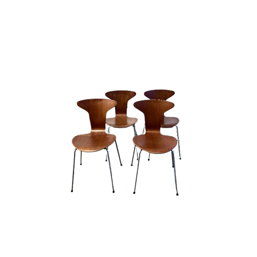 4 Early Dining Chairs By Arne Jacobsen For Fritz Hansen, 1957