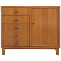 Vintage Houten Kast Met 5 Lades En 1 Deurtje
