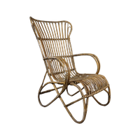 Gepatineerde Rotan Belse 8 Fauteuil Met Hoge Rug, Dutch Design, 1950