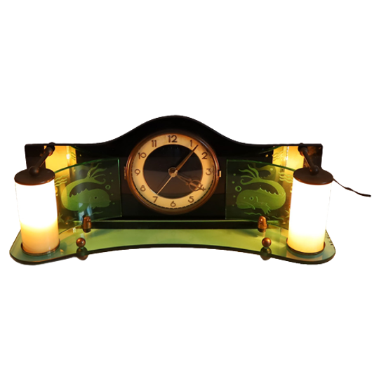 Prachtige Vintage Klok/lamp, Hilbink Jaren '50 1