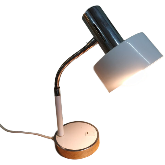 Vintage Industrial Style Bureaulamp Wit Chroom 1