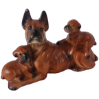 Honden Beeld Boxer Familie Hond Jaren 60 Beeldje thumbnail 1
