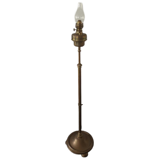 Antieke Koperen Petroleum Vloerlamp Brevete L&b 1883 1
