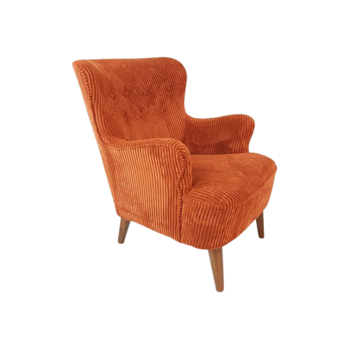 Vintage Artifort Theo Ruth Fauteuil Dames Steenrood Oranje