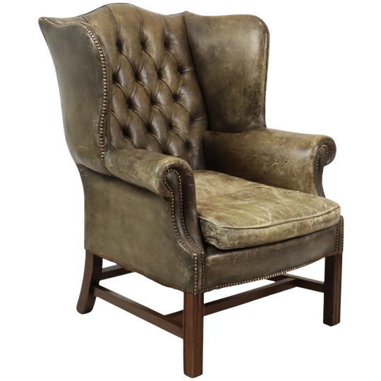 Oude Groene Chesterfield Zetel Wingchair Oorfauteuil 1