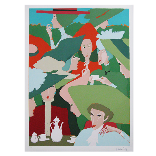 Amleto Dalla Costa - 'tea Party' - Grote Handgesigneerde Zeefdruk - 1979 1