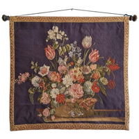 Vintage Gobelin Wandkleed Bloemen Schilderij Muurkleed