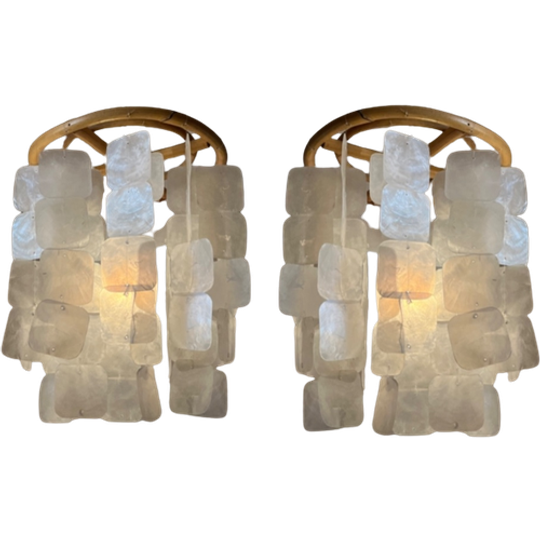 Set Van 2 Capiz Parelmoer Schelpen Hanglampen Parelmoer Opaline 1