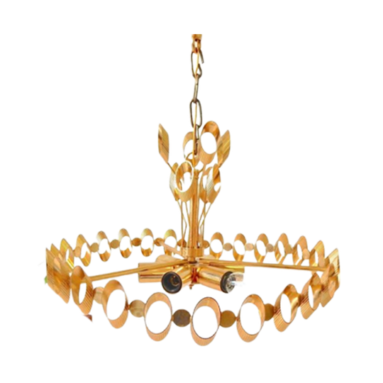 Retro Vintage Hanglamp Hollywoodregency Jaren 60 Goud Kleur 1