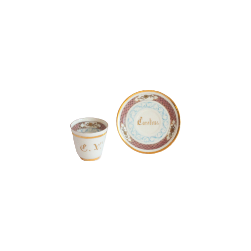 Victorian Monogrammed Cup And Saucer In Yongzheng Style, 1885