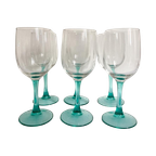 6X Wijnglas / Glazen Met Aqua Groen Voet Luminarc thumbnail 1