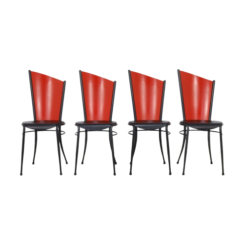 4X Postmodern Dining Chair In Memphis Style, 1980S
