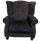 Oorfauteuil Barok Zwarte Stof thumbnail 1