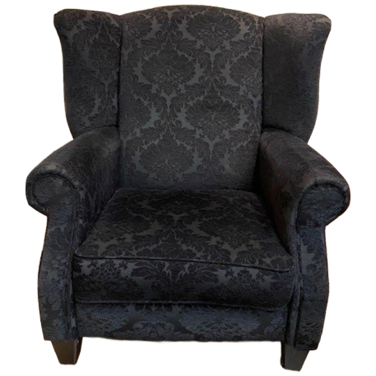 Oorfauteuil Barok Zwarte Stof 1
