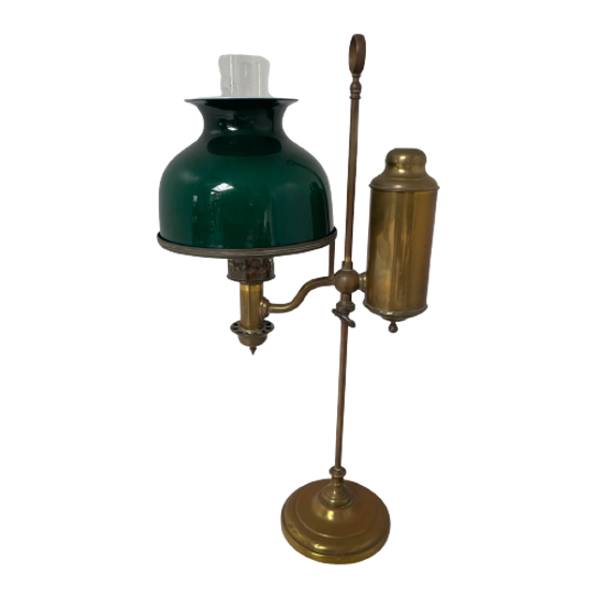 Jugendstil - Brass With Glass - Table Oil Lamp - Working Condition - Germany, Ca. 1910 1