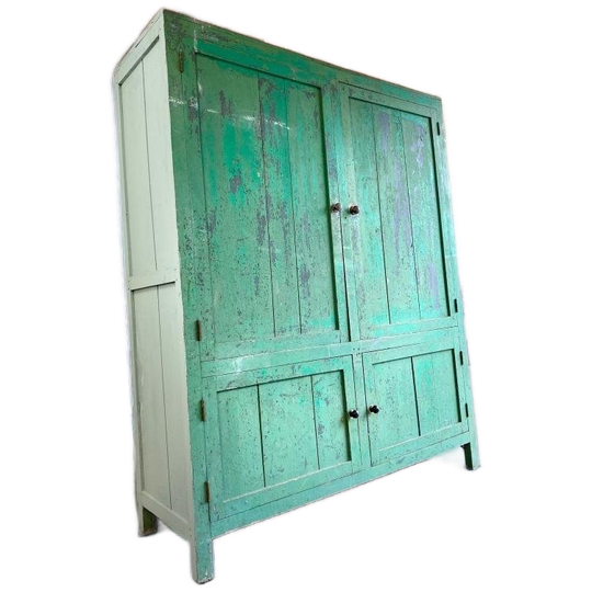 Vintage Muntgroene Kast / Leggerkast / Brocante Kast 1