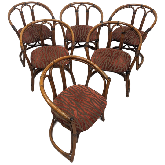Six Vintage Bamboo Chairs 1