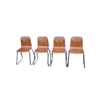 Retro Kinderstoeltjes Set Van 4 Stuks Schoolstoel