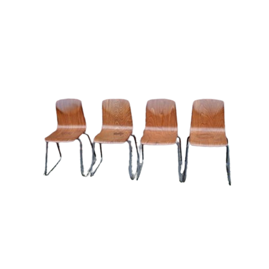 Retro Kinderstoeltjes Set Van 4 Stuks Schoolstoel 1