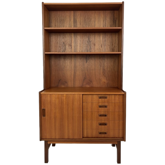 Scandinavisch Vintage Teak Fineren Boekenkast Terrak 1
