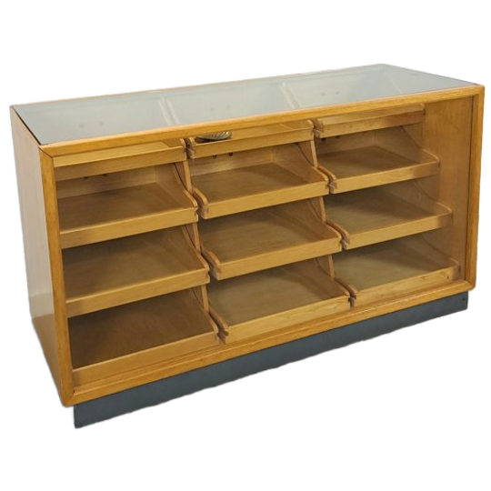 Toonbank Winkelvitrine Met 12 Lades En Glazen Blad 1