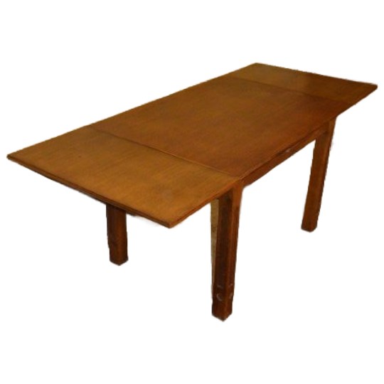 Eiken Uittrekbare Eettafel Met Massief Onderstel En Gefineerd Blad 1