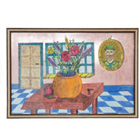 Vintage Pentekening Rien Van Kol Modern Ingelijst Schilderij