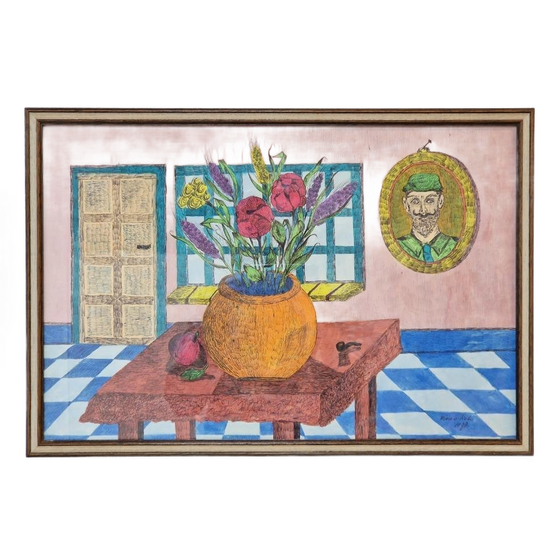 Vintage Pentekening Rien Van Kol Modern Ingelijst Schilderij 1