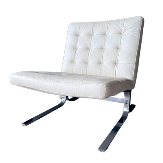 Vintage Italian Lounge Chair In White Leather, 1970s 1