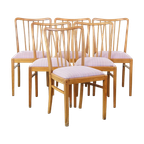 Leuke, Gezellige Set Van 6 Vintage Deens Design Eetkamerstoelen Uit De Jaren ’70 Met Mooie Licht thumbnail 1