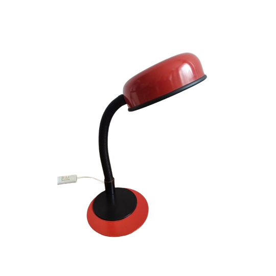 Vintage Space Age Italiaanse Bureaulamp Lamp Rood Zwart 1