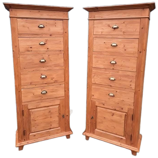 2 Unieke Hoge Ladekasten Afm. 84x40cm En 191cm Hoog. 1