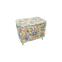 Klepbankje Met Bloemenprint, Vintage Bloemen Bankje