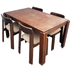 Brutalist Jaren 60 Eetkamerset (uitschuifbare Stafel + 4 Stoelen) thumbnail 1