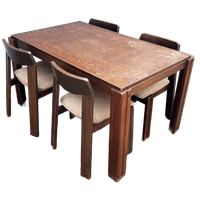Brutalist Jaren 60 Eetkamerset (uitschuifbare Stafel + 4 Stoelen)