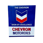 Xl Emaille Reclamebord Chevron Motoroil, Langcat Bussum️️⛽️ thumbnail 1