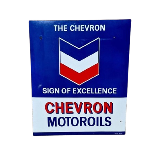 Xl Emaille Reclamebord Chevron Motoroil, Langcat Bussum️️⛽️ 1