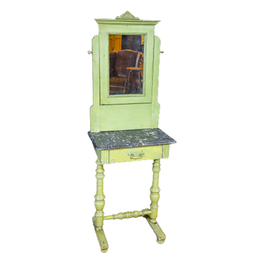 Brocante Spiegeltafel Met Marmer Blad – Frans – Groen 1
