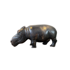 Xl Sculptuur Nijlpaard In Tropisch Hardhout thumbnail 1