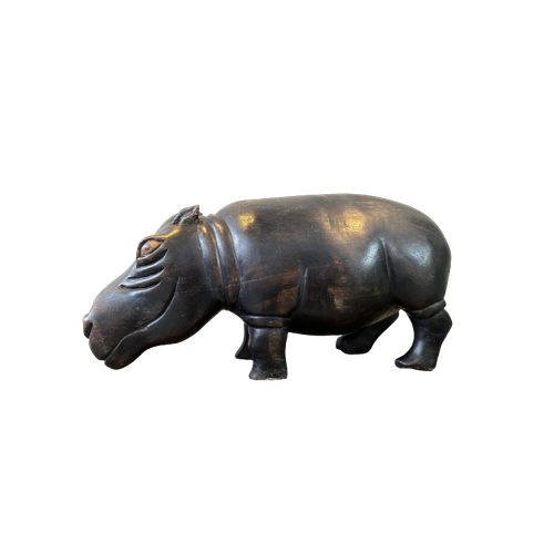 Xl Sculptuur Nijlpaard In Tropisch Hardhout
