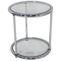 Vintage Bijzettafel - Glas, Chroom