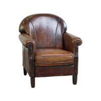 Karaktervolle Fauteuil Gemaakt Van Schapenleer Met Een Geweldig Patina En Goed Zitcomfort